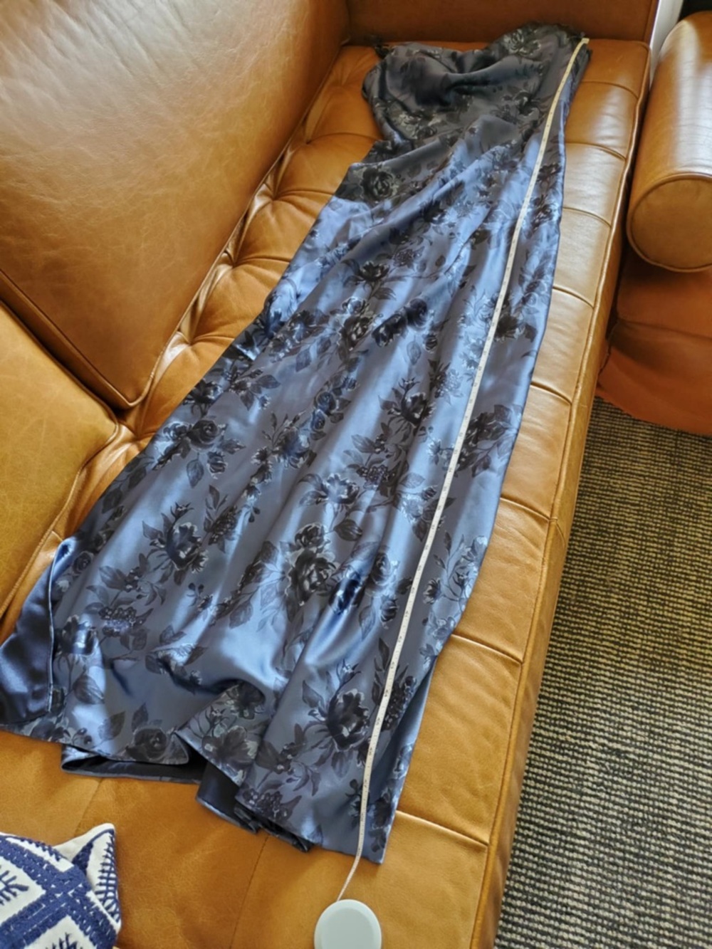 Revelry Nadia Satin Dress Indie Blue Bouquet Size 4 - Picture 12 of 14